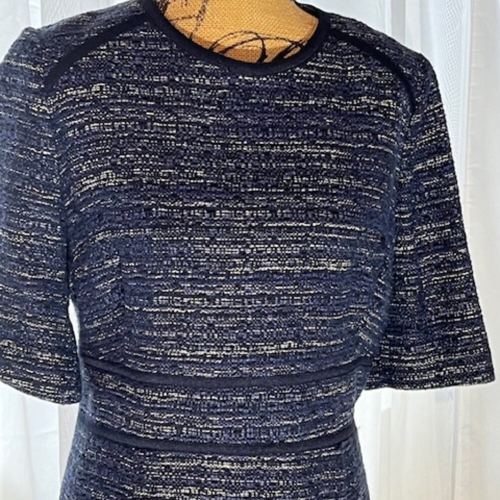 Hobbs London navy tweed dress, never worn, US size 14, royal & ivory flecks